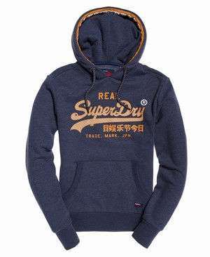 Superdry Vintage Logo Racer Férfi Kapucnis Pulóver Kék | KJUYD6251